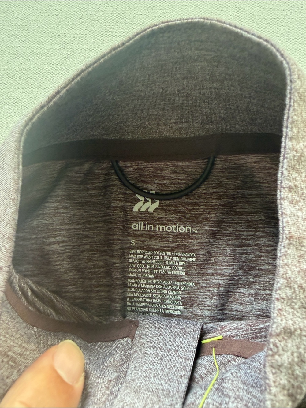 NWT Women's all in motion Heathered Mauve Quarter-Zip LS Size S Top Thumb Hole - Picture 4 of 4
